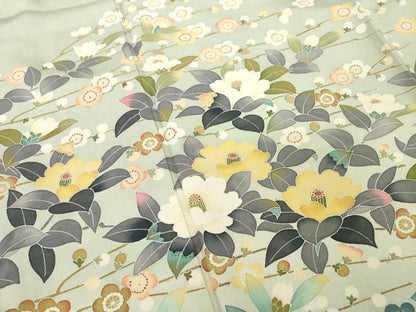 平和屋着物●訪問着 友禅 作家物 枝花文 正絹 逸品 AABF8173ck
