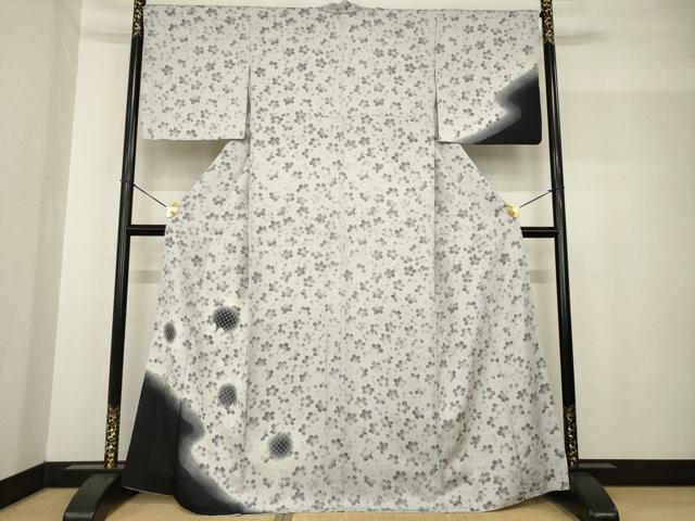 平和屋着物●訪問着 中国三大刺繍 スワトウ刺繍 汕頭刺繍 雪輪花文 うさぎ 桜 正絹 逸品 AABF8174ck
