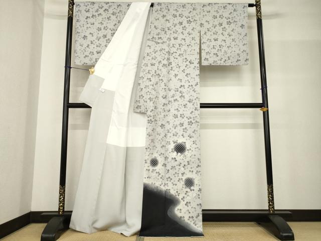 平和屋着物●訪問着 中国三大刺繍 スワトウ刺繍 汕頭刺繍 雪輪花文 うさぎ 桜 正絹 逸品 AABF8174ck