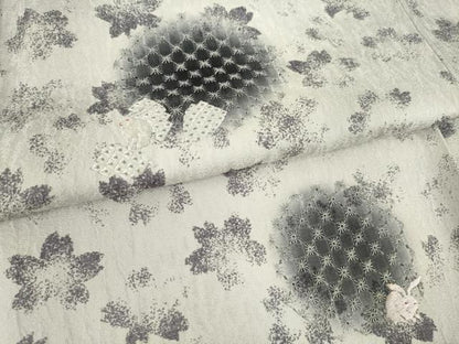 平和屋着物●訪問着 中国三大刺繍 スワトウ刺繍 汕頭刺繍 雪輪花文 うさぎ 桜 正絹 逸品 AABF8174ck