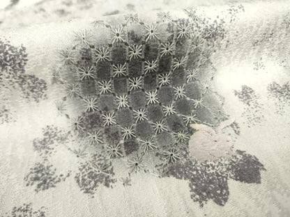平和屋着物●訪問着 中国三大刺繍 スワトウ刺繍 汕頭刺繍 雪輪花文 うさぎ 桜 正絹 逸品 AABF8174ck
