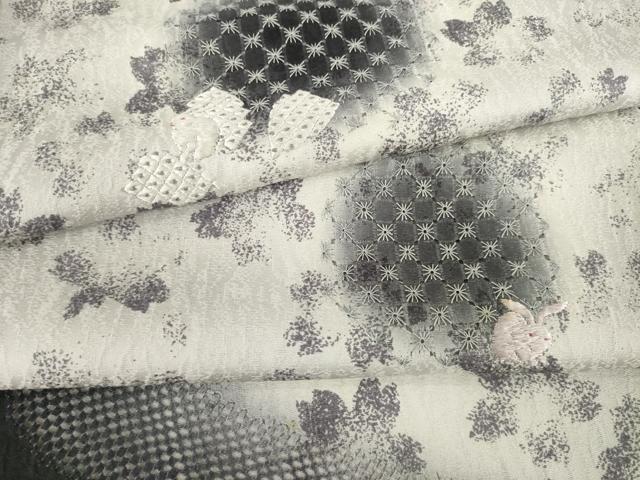 平和屋着物●訪問着 中国三大刺繍 スワトウ刺繍 汕頭刺繍 雪輪花文 うさぎ 桜 正絹 逸品 AABF8174ck