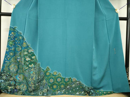 平和屋着物●前田仁仙　仁仙更紗　訪問着　刺繍　更紗花鳥文　正絹　逸品　AABF8175ck