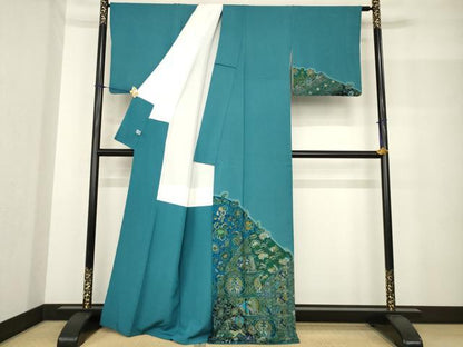 平和屋着物●前田仁仙　仁仙更紗　訪問着　刺繍　更紗花鳥文　正絹　逸品　AABF8175ck