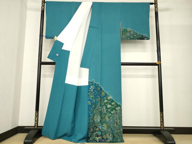 平和屋着物●前田仁仙　仁仙更紗　訪問着　刺繍　更紗花鳥文　正絹　逸品　AABF8175ck