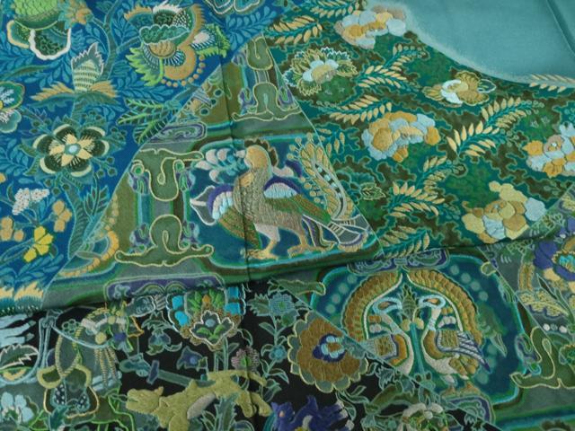 平和屋着物●前田仁仙　仁仙更紗　訪問着　刺繍　更紗花鳥文　正絹　逸品　AABF8175ck