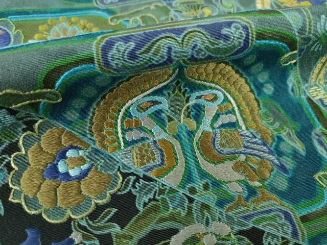 平和屋着物●前田仁仙　仁仙更紗　訪問着　刺繍　更紗花鳥文　正絹　逸品　AABF8175ck