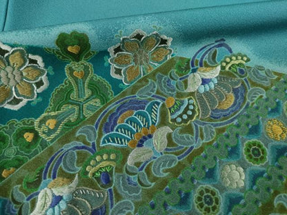 平和屋着物●前田仁仙　仁仙更紗　訪問着　刺繍　更紗花鳥文　正絹　逸品　AABF8175ck