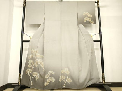 平和屋着物●金彩友禅 卓越技能者・名工・和田光正 訪問着 夢蒔絵 松 暈し染め 金彩 正絹 逸品 AABF8176ck