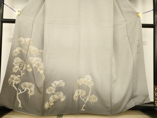 平和屋着物●金彩友禅 卓越技能者・名工・和田光正 訪問着 夢蒔絵 松 暈し染め 金彩 正絹 逸品 AABF8176ck