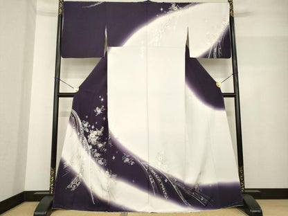 平和屋着物●訪問着 花唐草文 ラインストーン 暈し染め 金銀彩 正絹 逸品 未使用 AABF8177ck