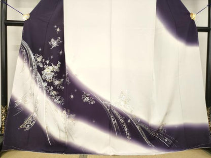 平和屋着物●訪問着 花唐草文 ラインストーン 暈し染め 金銀彩 正絹 逸品 未使用 AABF8177ck
