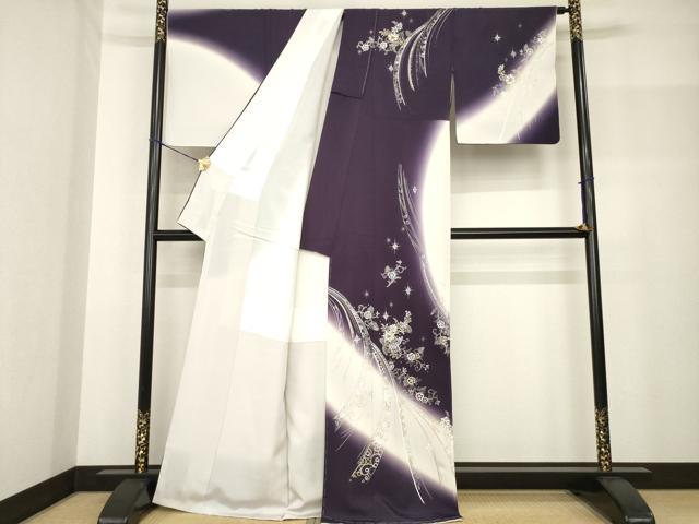 平和屋着物●訪問着 花唐草文 ラインストーン 暈し染め 金銀彩 正絹 逸品 未使用 AABF8177ck