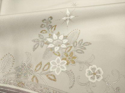 平和屋着物●訪問着 花唐草文 ラインストーン 暈し染め 金銀彩 正絹 逸品 未使用 AABF8177ck