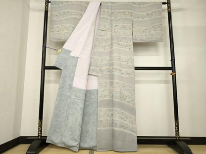 平和屋着物●訪問着 長襦袢(袷)セット 総刺繍 中国三大刺繍 汕頭刺繍 スワトウ刺繍 相良刺繍 吉祥花文 さが美扱い 逸品 未使用 AABF8178ck
