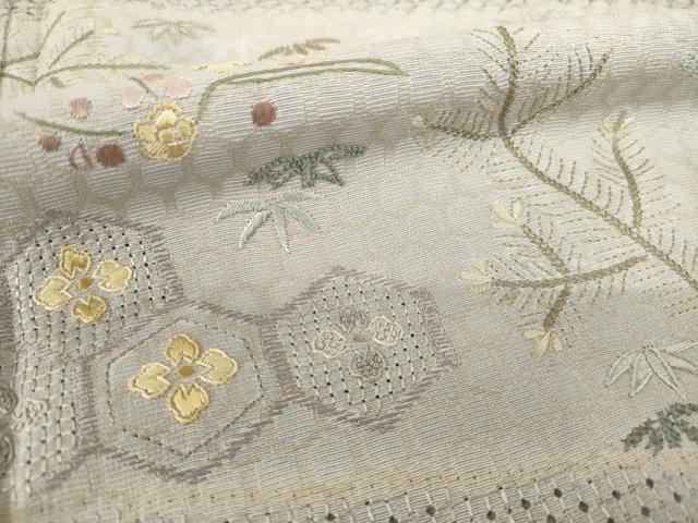 平和屋着物●訪問着 長襦袢(袷)セット 総刺繍 中国三大刺繍 汕頭刺繍 スワトウ刺繍 相良刺繍 吉祥花文 さが美扱い 逸品 未使用 AABF8178ck