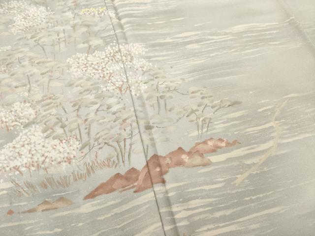 平和屋着物●創業460年・千總 訪問着 刺繍 渡り橋風景文 暈し染め 正絹 逸品 AABF8181ck