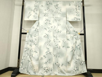 平和屋着物●上質な小紋　手描き　花蔦草文　暈し染め　正絹　逸品　未使用　AABF8187ck