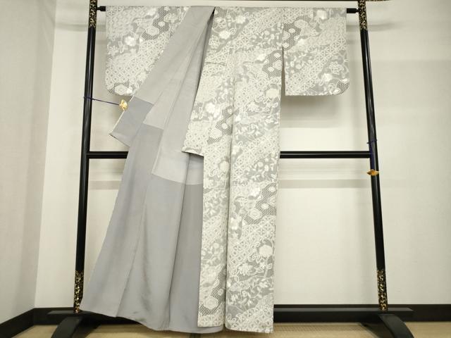 平和屋着物●上質な小紋　総刺繍　中国三大刺繍　汕頭刺繍　スワトウ刺繍　相良刺繍　道長更紗花文　正絹　逸品　AABF8189ck
