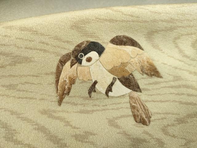 平和屋着物●蓑虫工芸作家　田尾笛秋　訪問着　南天にすずめ　暈し染め　正絹　逸品　AABF8191ck