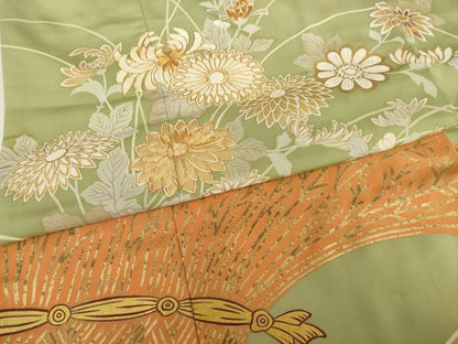 平和屋着物●創業460年・千總　色留袖　駒刺繍　柴垣に花　金彩　正絹　逸品　AABF8195ck