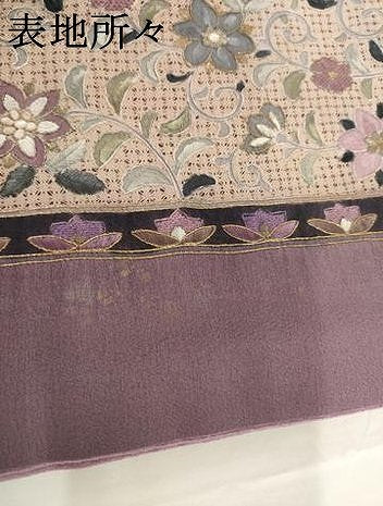 平和屋着物●訪問着　中国三大刺繍　スワトウ刺繍　汕頭刺繍　飾花文　金糸　正絹　逸品　AABF8196ck