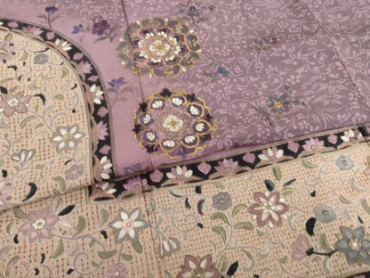 平和屋着物●訪問着　中国三大刺繍　スワトウ刺繍　汕頭刺繍　飾花文　金糸　正絹　逸品　AABF8196ck