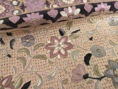 平和屋着物●訪問着　中国三大刺繍　スワトウ刺繍　汕頭刺繍　飾花文　金糸　正絹　逸品　AABF8196ck