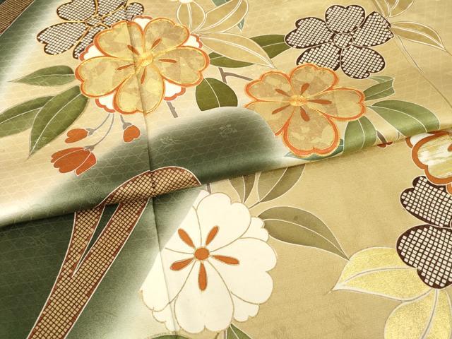 平和屋着物●豪華振袖　駒刺繍　流水花文　金彩　正絹　逸品　AABF8199ck