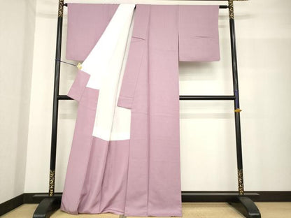 平和屋着物●上質な色無地　梅鼠色　正絹　逸品　AABF8200ck