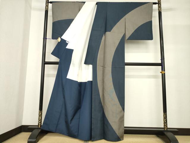 平和屋着物●本場大島紬　染大島　訪問着　幾何学文様　正絹　逸品　AABF8205ck