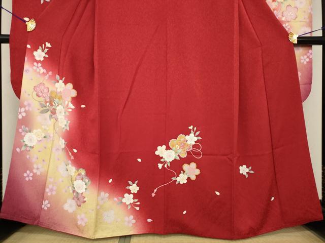 平和屋着物●豪華振袖　刺繍　舞桜　暈し染め　金彩　三越扱い　正絹　逸品　AABF8207ck