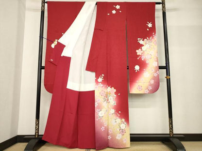 平和屋着物●豪華振袖　刺繍　舞桜　暈し染め　金彩　三越扱い　正絹　逸品　AABF8207ck