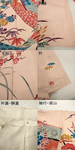 平和屋着物●豪華振袖　友禅　几帳花文　正絹　逸品　AABF8209ck