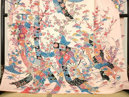 平和屋着物●豪華振袖　友禅　几帳花文　正絹　逸品　AABF8209ck