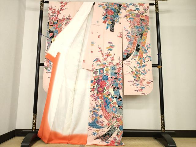 平和屋着物●豪華振袖　友禅　几帳花文　正絹　逸品　AABF8209ck