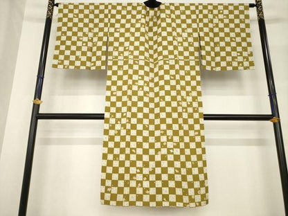 平和屋着物●長襦袢　袷　市松宝尽くし　半衿刺繍　正絹　逸品　AABF8210ck