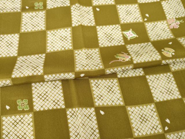 平和屋着物●長襦袢　袷　市松宝尽くし　半衿刺繍　正絹　逸品　AABF8210ck
