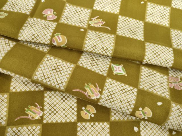 平和屋着物●長襦袢　袷　市松宝尽くし　半衿刺繍　正絹　逸品　AABF8210ck