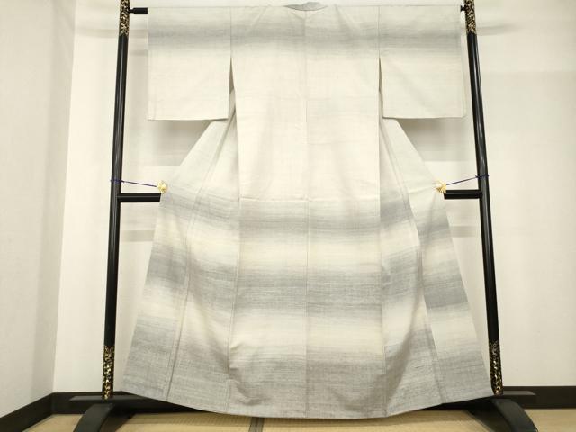 平和屋着物●紬 訪問着 横段霞文 正絹 逸品 AABF8211ck