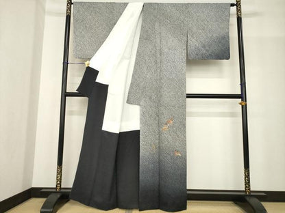 平和屋着物●訪問着　総絞り　刺繍　宝尽くし　黒地　金糸　正絹　逸品　AABF8215ck