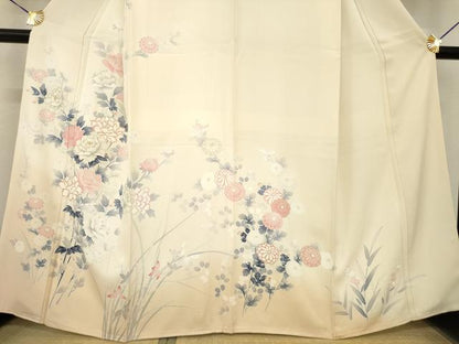 平和屋着物●訪問着　友禅　草花文　暈し染め　金彩　正絹　逸品　AABF8216ck
