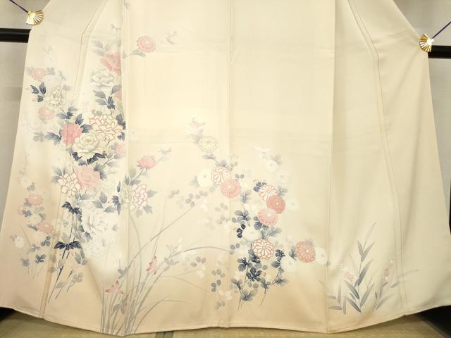 平和屋着物●訪問着　友禅　草花文　暈し染め　金彩　正絹　逸品　AABF8216ck