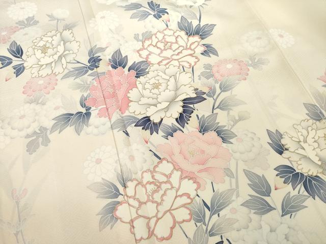 平和屋着物●訪問着　友禅　草花文　暈し染め　金彩　正絹　逸品　AABF8216ck