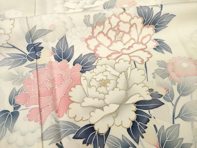 平和屋着物●訪問着　友禅　草花文　暈し染め　金彩　正絹　逸品　AABF8216ck