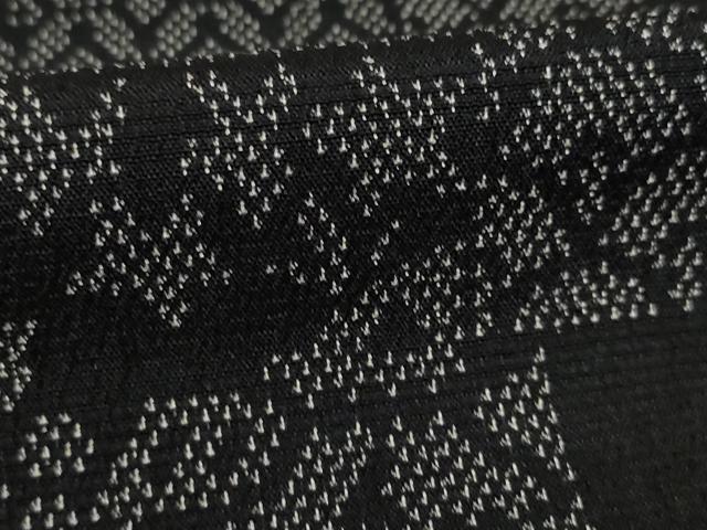 平和屋着物●本塩沢　色紙重ね風景文　黒地　証紙付き　正絹　逸品　AABF8217ck