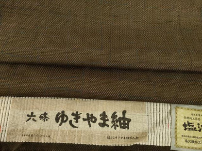 平和屋着物●塩沢紬　六條　ゆきやま紬　蚊絣　証紙付き　正絹　逸品　AABF8218ck