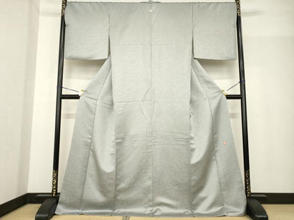 平和屋着物●久保田一竹　幻の辻が花　色無地　素鼠色　ロング丈　金通し地　正絹　逸品　AABF8220ck