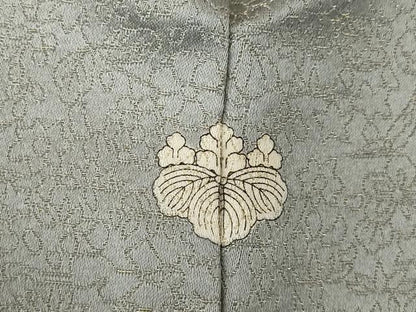 平和屋着物●久保田一竹　幻の辻が花　色無地　素鼠色　ロング丈　金通し地　正絹　逸品　AABF8220ck