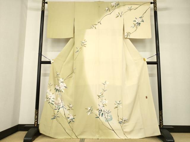 平和屋着物●京友禅工芸作家 小宮山彌一 訪問着 枝花文 暈し染め 正絹 逸品 AABF8223ck